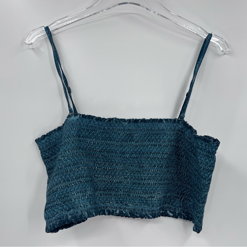 Anthropologie teal smocked bandeau size‎ large